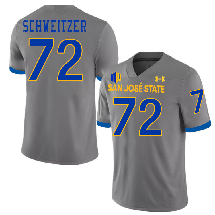 #72 Wes Schweitzer SJSU Jersey,San Jose State Spartans Football Jersey College Uniforms-Grey